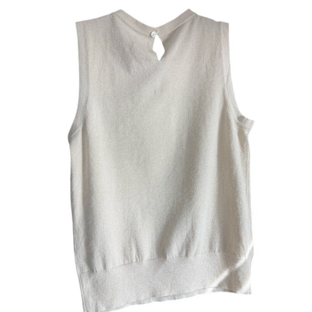 Worthington Champagne Metallic Sleeveless Sweater Shell Keyhole Back XS NWT - Picture 3 of 8